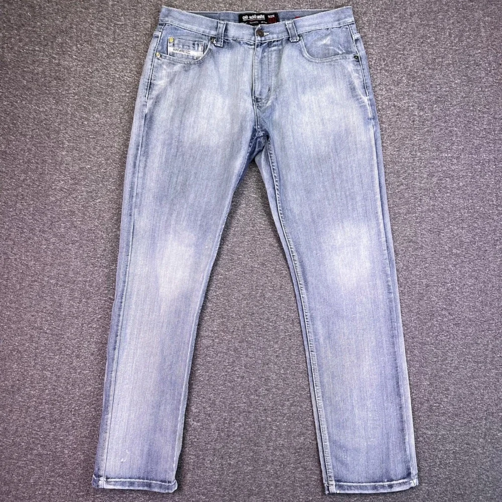 Ecko Unltd Jeans‎ Mens 34 Light Wash Athletic Streetwear Rhino Logo Hip Hop Y2K